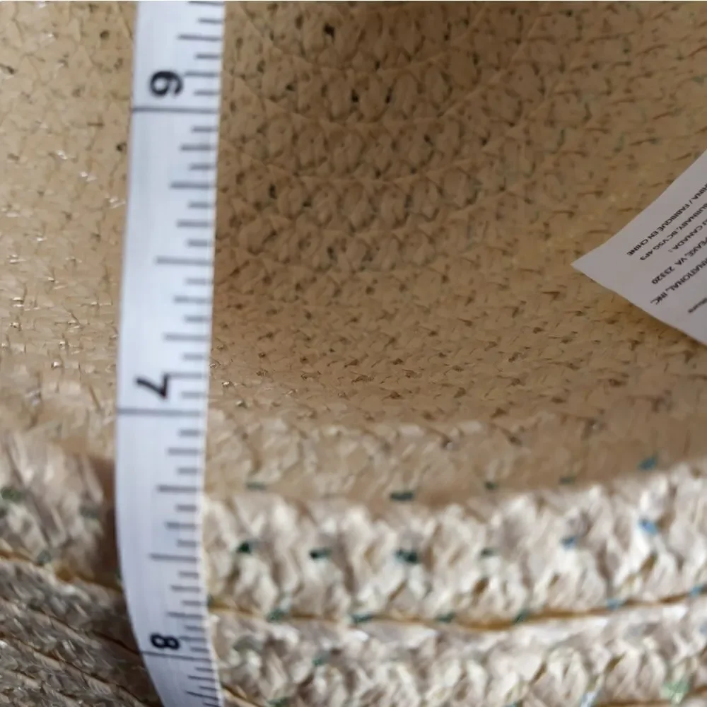Floppy Wide Brim Summer Sun Beach Hat Natural Color Blue Ribbon Paper